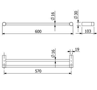 Полотенцедержатель Kludi Vela R 5898839 60 см чёрный матовый