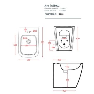 Биде Artceram A16 ASB002 17 00 nero matt *1 черное