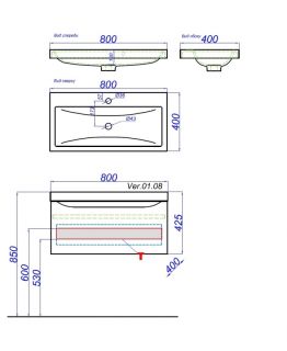 Тумба под раковину Aqwella Верона 80 Ver.01.08/A