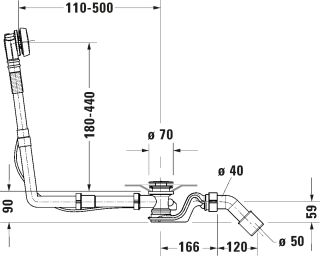 Слив-перелив для ванны Duravit 792208000001000 Хром