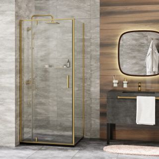 Душевой уголок Wasserkraft Aisch 90x100см золото 55P18