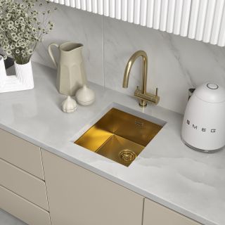 Мойка кухонная Reflexion Como 38-GD  RX2038GD брашированное золото