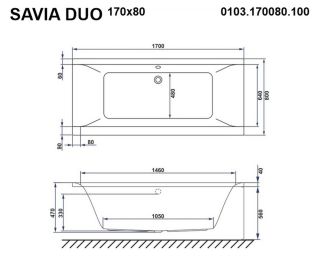 Гидромассажная ванна Whitecross Savia Duo 0103.170080.100.LINE.CR 170x80см Line хром