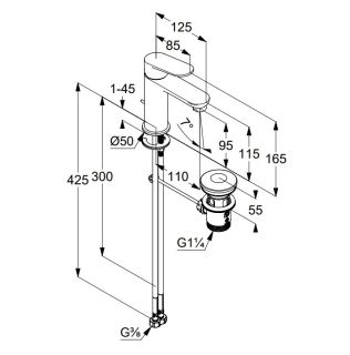 Смеситель для раковины Kludi X1 322880575 хром