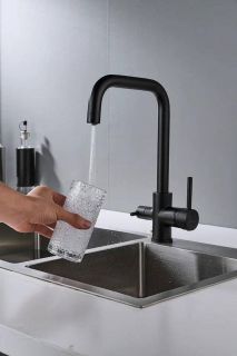 Смеситель для кухни Shevanik S228H с подключением фильтра чёрный