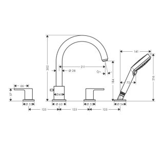 Смеситель на борт ванны Hansgrohe Vernis Shape 71459670S черный