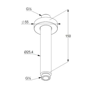 Кронштейн для верхнего душа Kludi A-QA 66515N0-00 15 см брашированное золото