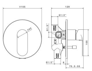 Встраиваемый смеситель для душа Kerama Marazzi Piano 69370KM.21.018 хром