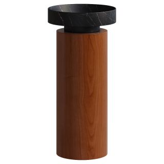 Накладная раковина с пьедесталом золото Armadi Art Sole Corian 801-NM+801-Base-Rwood Nero Marquina/красное дерево