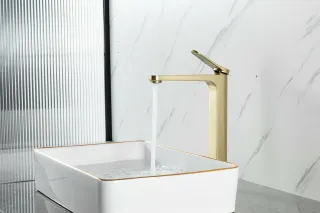 Смеситель для раковины Gappo G1010-23 золотой сатин