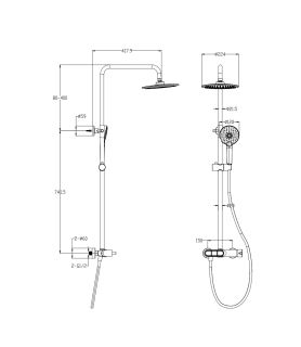 Душевая стойка Wonzon & Woghand Muse Corno WW-A30653-BG брашированное золото