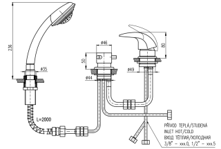 Смеситель на борт ванны Rav Slezak Dunaj D475.5P хром