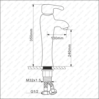 Смеситель для раковины Melana MLN-F-001CBK чёрный