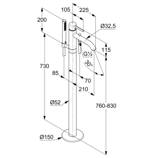 Напольный смеситель для ванны Kludi Bozz 38590N115 брашированная бронза
