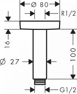 Держатель верхнего душа Hansgrohe  27393670 черный