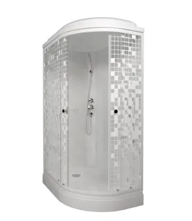 Душевая кабина Triton Коралл Щ0000061817 левая 120x80 см профиль белый стекло мозаика