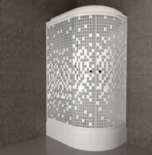 Душевая кабина Triton Коралл Щ0000061819 левая 120x80 см профиль белый стекло мозаика