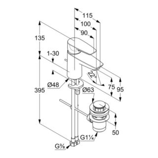 Смеситель для раковины Kludi Pure&Solid 343880575WR4 хром