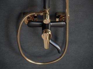 Душевая стойка Laguraty 7000 AX с изливом чёрный/золото