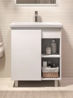 Тумба под раковину напольная Vigo Milos 317 70 см поставляется в разобранном виде белый