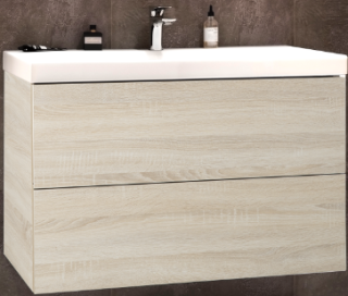 Подвесная тумба под раковину Art&Max Verona Push 80см дуб сонома AM-Verona-Push-800-2C-SO-RS-TS