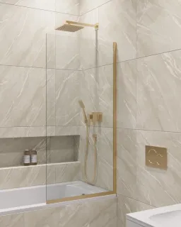 Шторка на ванну в профиле by Deonria C-140-70-8-T-G 70см золото/прозрачный