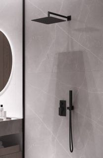 Душевой комплект Boheme Qubic 474-3-B чёрный матовый