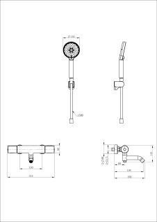 Смеситель для ванны с душем Wonzon & Woghand WW-A2006-A1-BG с термостатом брашированное золото