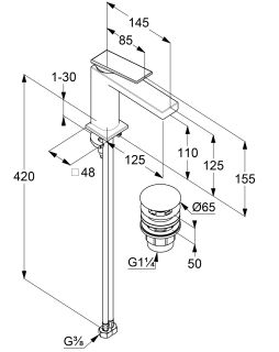 Смеситель для раковины Kludi Decus 54288N075 брашированное золото