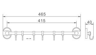 Планка с крючками для полотенец Haiba HB1915-6 хром