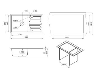 Мойка кухонная Granula 8601, ТУРМАЛИН