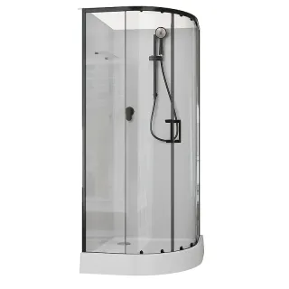 Душевая кабина Aquanet Passion EVO 282010 R 100x100 см профиль чёрный  стекло прозрачное