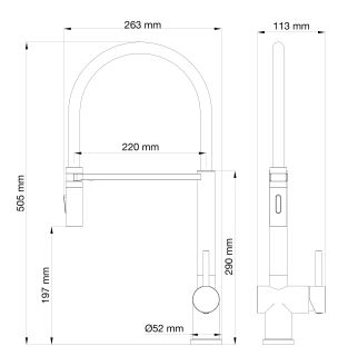 Смеситель для кухни Wonzon & Woghand WW-88438003-BG с гибким изливом брашированное золото