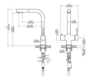 Смеситель для кухни Timo Saona 2356/18FL с подключением фильтра и выдвижной лейкой чёрное золото