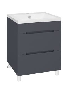 Тумба Runo Парма 60 2 ящика графит под умывальник Omega 60 (00-00001454)