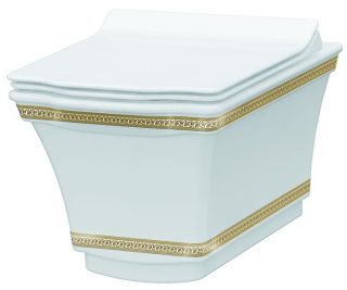 Подвесной унитаз Boheme Hermitage белый/золото 951-G