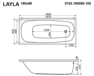Гидромассажная ванна Whitecross Layla 0102.180080.100.LINE.CR 180x80см Line хром