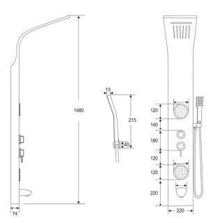Панель душевая Cerutti SPA Twin BS CT9986 с форсунками хром