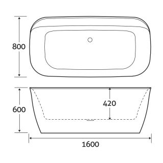 Акриловая ванна ArtMax AM-316-1600-800 180x80 см