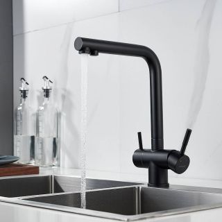 Смеситель для кухни Shevanik S468H с подключением фильтра чёрный