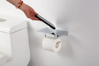 Держатель для туалетной бумаги Gappo G30803 с полочкой хром