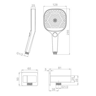 Лейка для душа с держателем и шлангом Raglo R476.40.09 графит