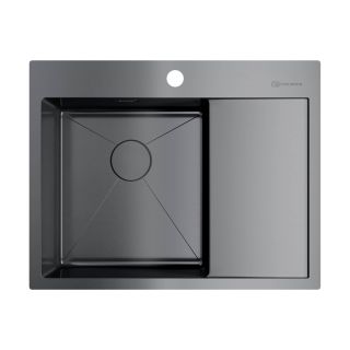 Мойка кухонная Omoikiri Akisame 65-GM-L нерж.сталь/вороненая сталь
