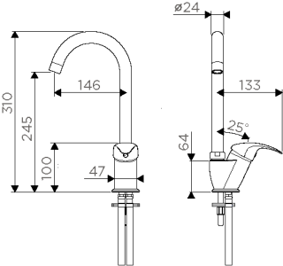 Смеситель для кухни Omoikiri Umi-PA