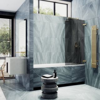 Шторка на ванну MaybahGlass MGV-655-3 70см золото