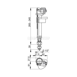 Впускной механизм AlcaPlast с нижней подводкой и металлической резьбой A18-1/2"