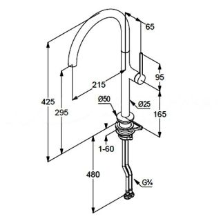 Смеситель для кухни Kludi Reef 50803N275 сталь оружейная брашированная