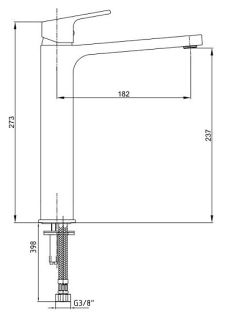 Высокий смеситель для раковины E.C.A. Tiera 103388002EX красный/хром