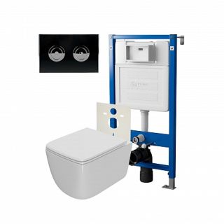 Комплект унитаза с инсталляцией Point Элемент PN48194BC с сиденьем Микролифт