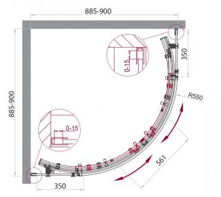Душевой уголок BelBagno четверть круга хром ACQUA-R-2-90-C-Cr